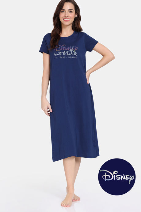 Buy Zivame Disney Knit Cotton Loungewear Dress Medieval Blue at